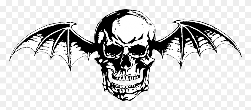 1273x505 Avenged Sevenfold Death Bat Logo By Dr Avenged Sevenfold Deathbat, Stencil, Symbol, Elephant HD PNG Download