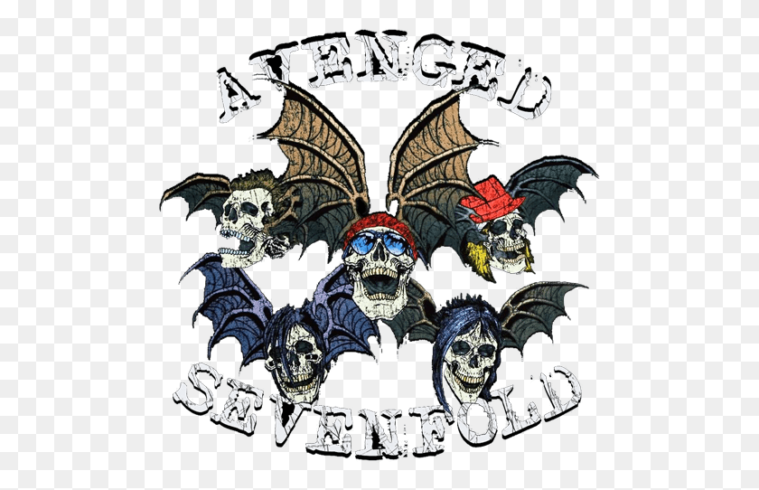 489x482 Descargar Png Avenged Sevenfold Logo Skulls Avenged Sevenfold Death Bat, Persona Png