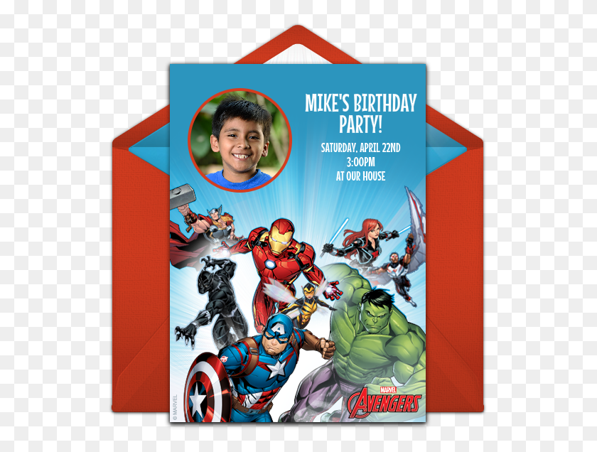 535x576 Avengers Birthday Invitation Online, Person, Human, Poster HD PNG Download