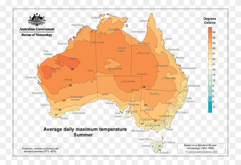 750x517 Average Maximum Temperatures Via Bom For Summer Australian Government, Map, Diagram, Plot HD PNG Download