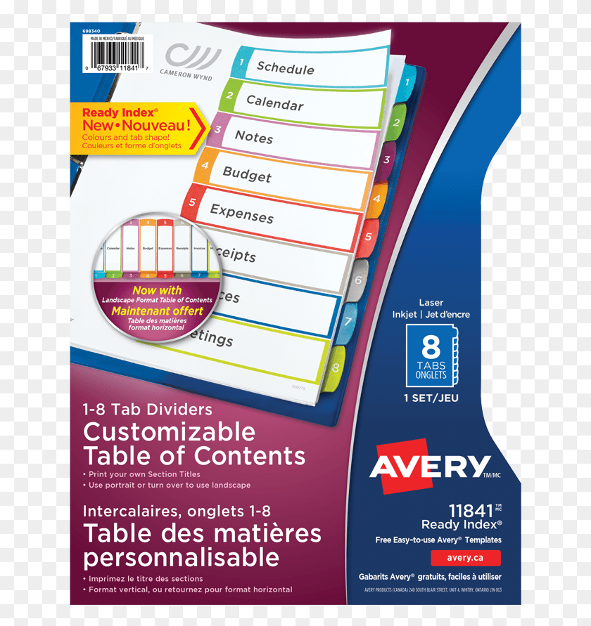 643x831 Descargar Png Avery Ready Index Tabla De Contenidos Personalizable Avery Sparateur, Cartel, Anuncio, Volante Hd Png
