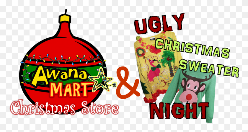 1138x565 Awana Store Pluspng Ugly Christmas Sweater Awana, Text, Alphabet, Beverage HD PNG Download