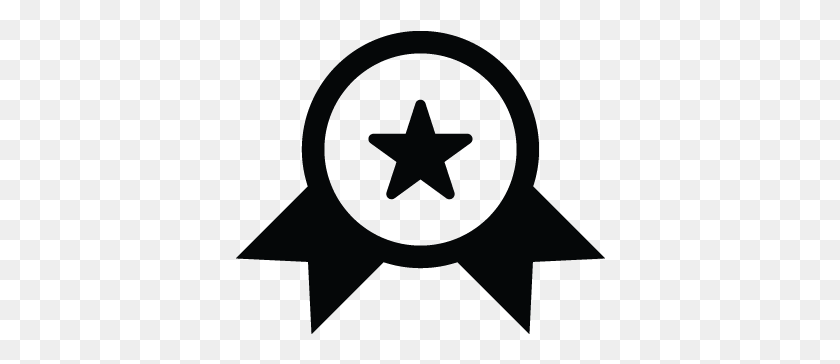 370x304 Award Batch Mark Ribbon Sill Star Winner Icon Black Batch Image Ribbon, Symbol, Star Symbol HD PNG Download