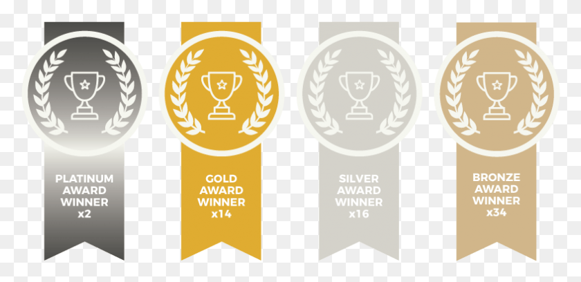 786x351 Award Ribbons 2017 Platinum Gold Silver Bronze Award, Trophy, Gold Medal HD PNG Download