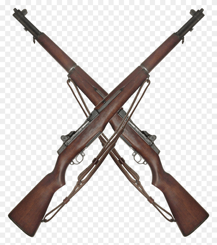 1407x1602 Awesome Guns Crossed Transparent Amp Clipart Free M 1 Garand, Weapon, Weaponry, Gun HD PNG Download