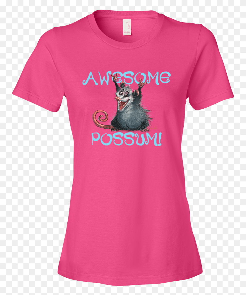 763x948 Awesome Possum Ladies Tee Fuck Cancer Tee Shirt, Clothing, Apparel, Cat Descargar Hd Png