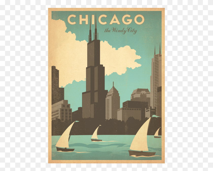 463x613 Awg Visit Chicago Chicago Art Chicago Poster Chicago Chicago Anderson Design Group, Advertisement, Metropolis, City HD PNG Download