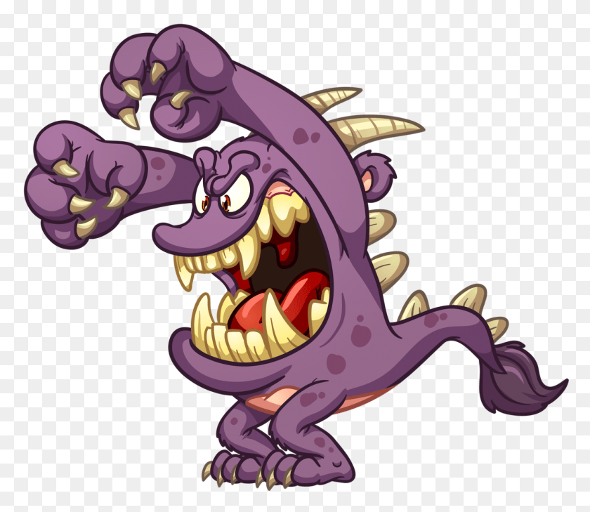 1280x1098 B Funny Monsters Cartoon Monsters Little Monsters Spooky Monster Clip Art, Dragon, Dinosaur, Reptile HD PNG Download