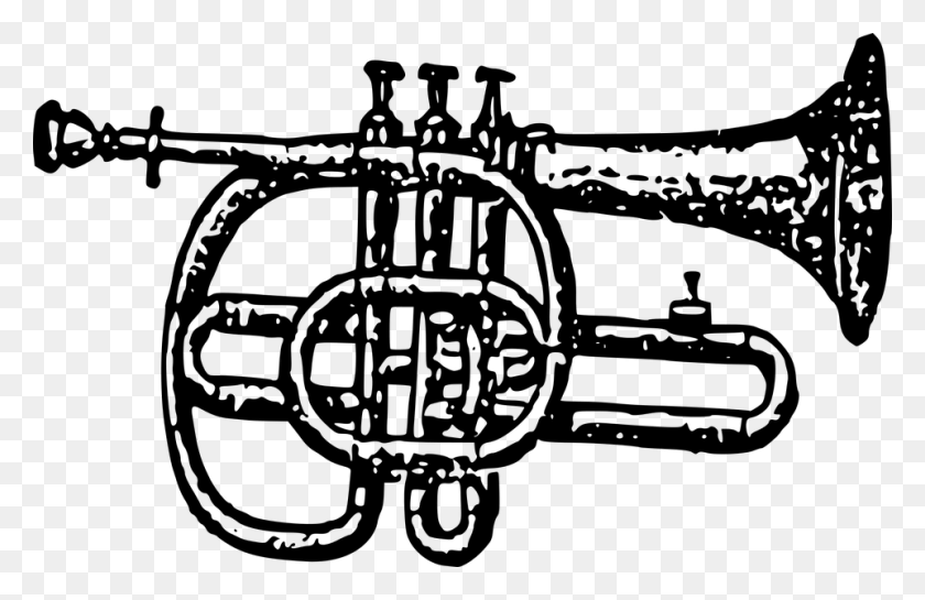 960x597 Bw Corneta Instrumento Musicales Trompeta, Серый, Мир Варкрафта Png Скачать