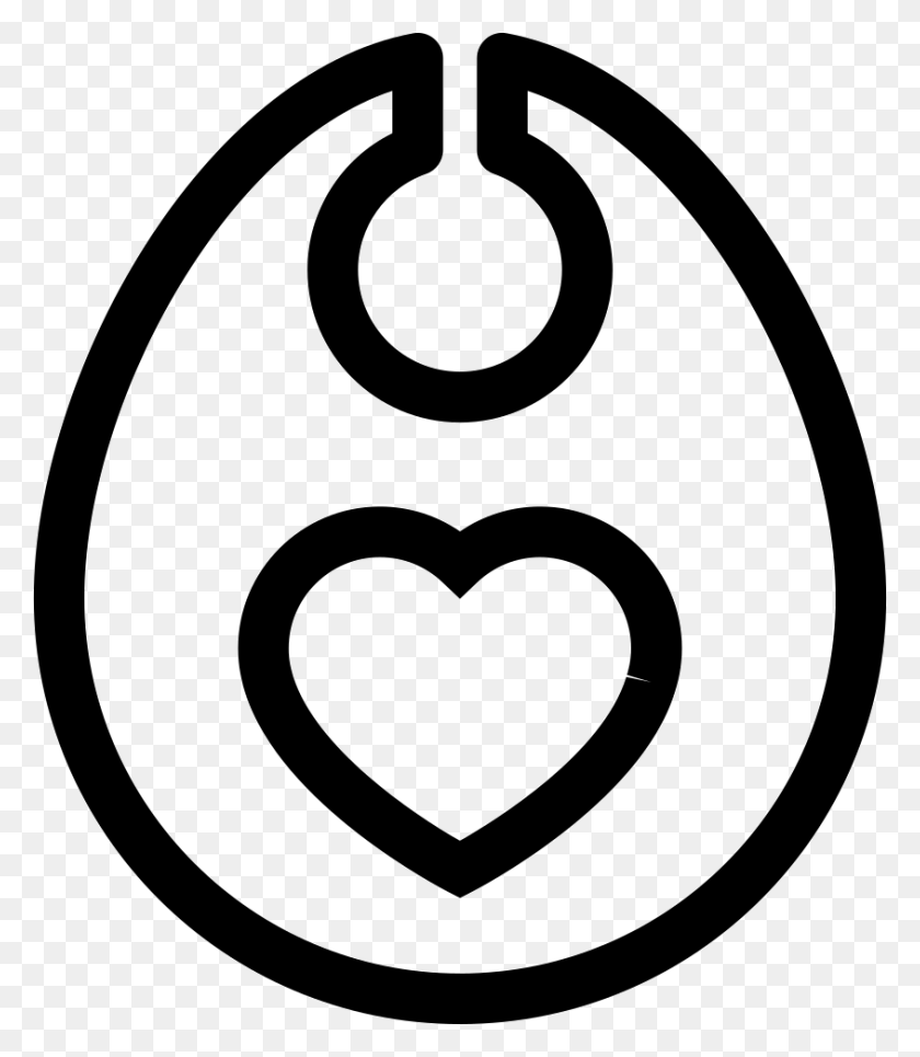 844x980 Baby Bib With Heart Outline Comments Baby Bib Icon, Stencil, Text, Symbol HD PNG Download