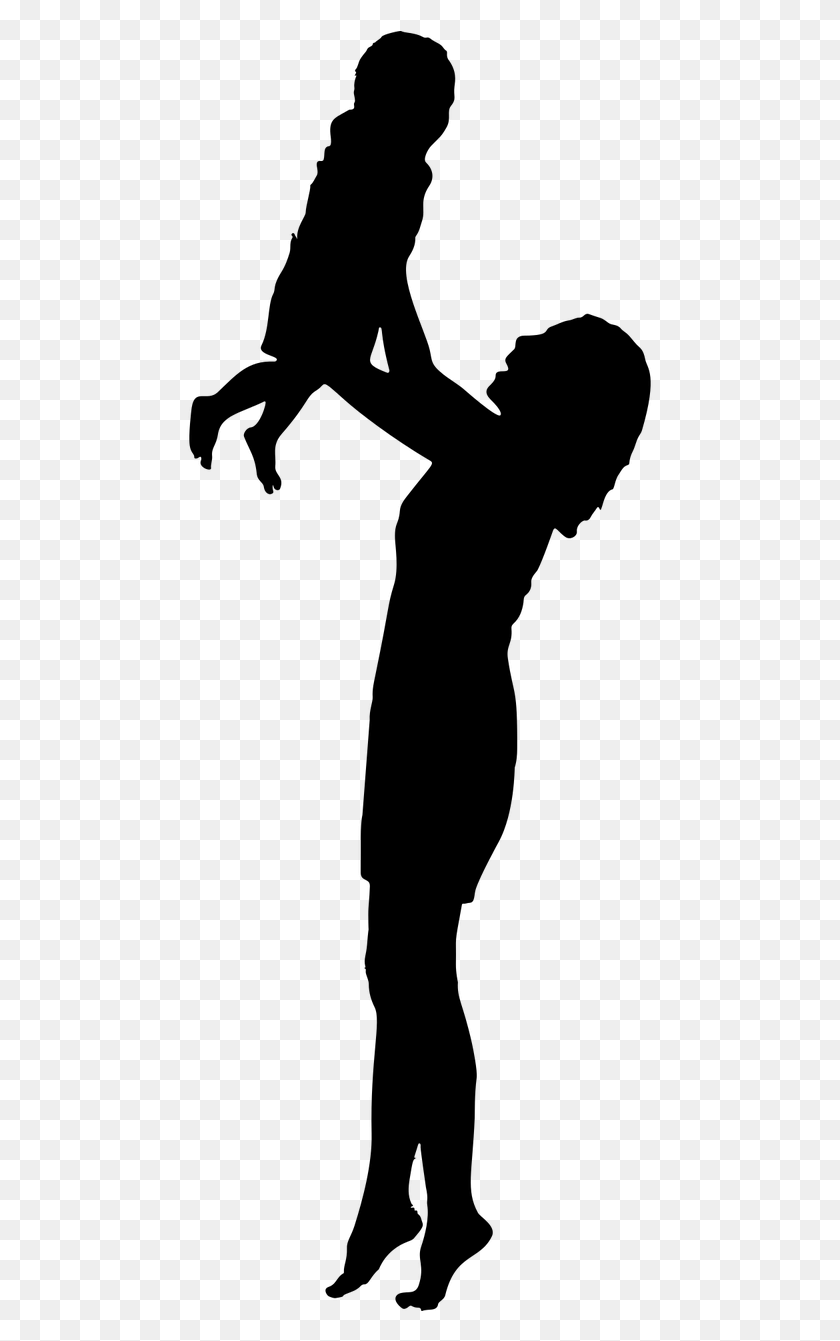 467x1281 Baby Child Family Woman With Baby Silhouette, Gray, World Of Warcraft HD PNG Download
