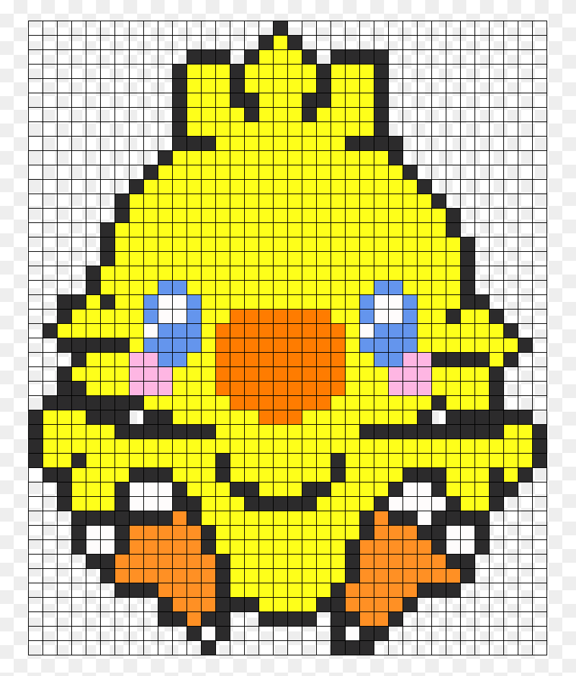 757x925 Baby Chocobo Perler Bead Pattern Bead Sprite Scratch Profile Picture Gifs, Pac Man, Graphics HD PNG Download