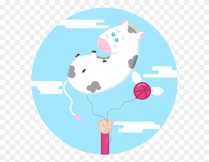589x589 Baby Cow Balloon Adobe Flat Illustration Baby Cow Balloon Cartoon, Sphere, Outer Space, Astronomy HD PNG Download