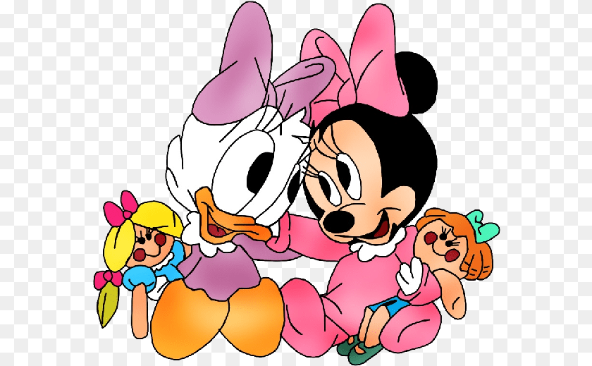 579x519 Baby Disney Characters Baby Minnie Mouse And Daisy Duck, Cartoon, Person, Face, Head Clipart PNG