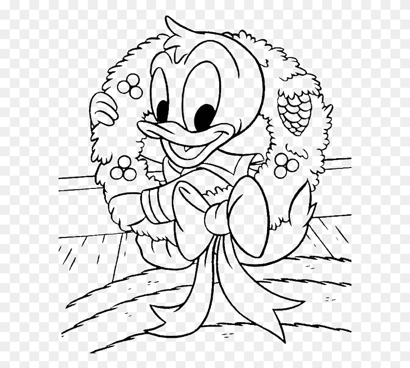 600x694 Baby Duck Coloring Pages Baby Donald Duck Christmas Coloring Pages, Doodle HD PNG Download