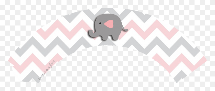 1200x457 Baby Elephant In Grey And Pink Chevron Free Printable Free Cupcake Topper Template Pink And Grey Elephant, Animal, Mammal, Outdoors HD PNG Download