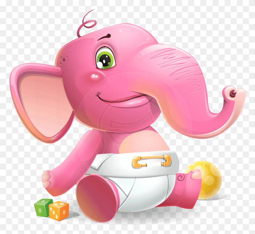 958x875 Baby Elephant Vector Cartoon Character Cartoon, Toy, Plush, Animal HD PNG Download