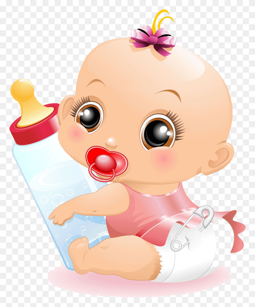 798x976 Baby Food Infant Bottle Child Free Clipart Hq Clipart Bebe Con Biberon Dibujo, Snowman, Winter, Snow HD PNG Download