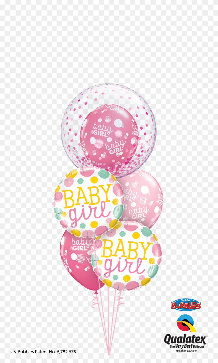 1400x2400 Baby Girl Confetti Bubble Balloon Qualatex, Ball, Rattle HD PNG Download