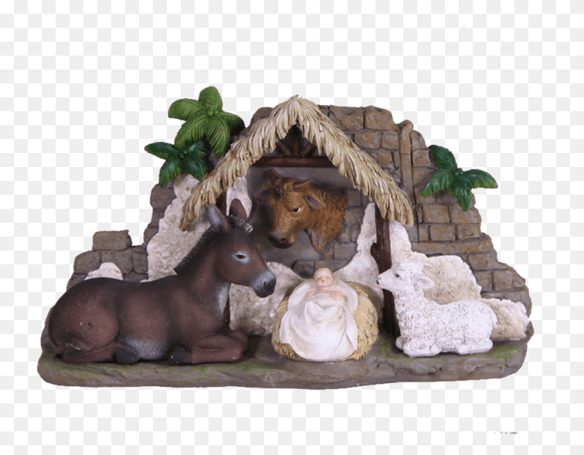 973x741 Baby Jesus With Nativity Animals Lebkuchen, Lion, Wildlife, Mammal HD PNG Download