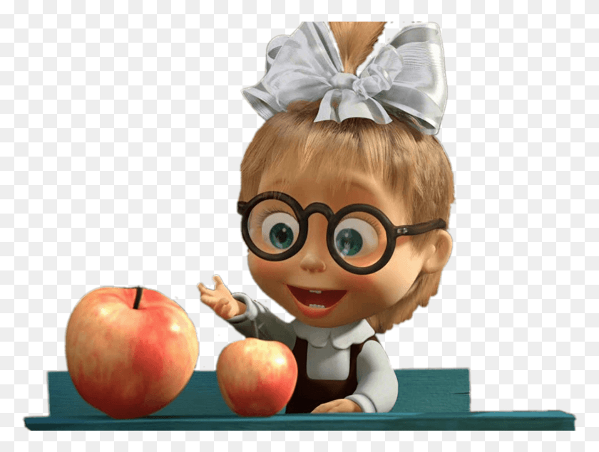 1562x1153 Baby Masha And Two Apples Masha And The Bear, Plant, Apple, Fruit HD PNG Download