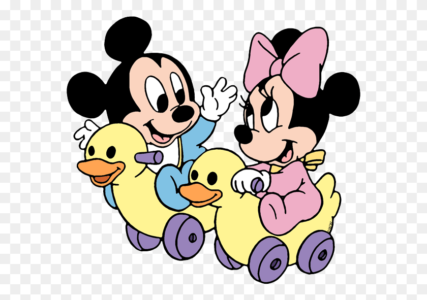 582x531 Baby Mickey Baby Minnie On Toy Ducks Baby Mickey And Minnie, Doodle HD PNG Download