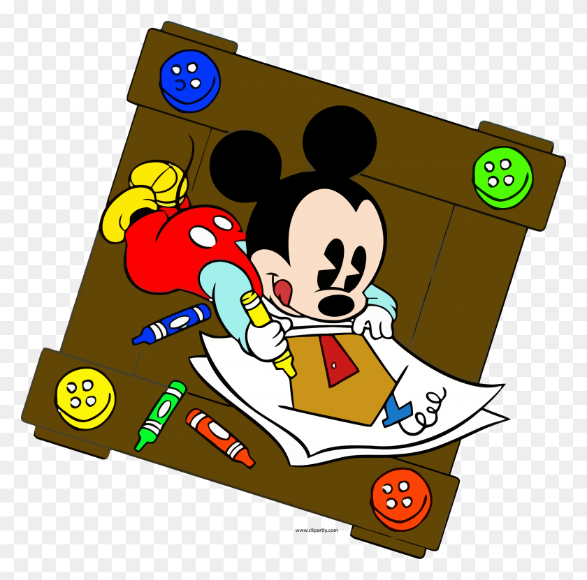 2465x2439 Baby Mickey Coloring Wallpaper Clipart, Graphics, Floral Design HD PNG Download