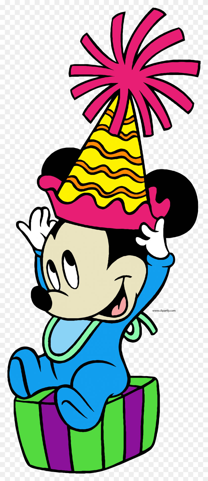 1611x3876 Baby Mickey Party Hat Suprise Clipart Happy Birthday Mickey Mouse Baby, Clothing, Apparel, Hat HD PNG Download