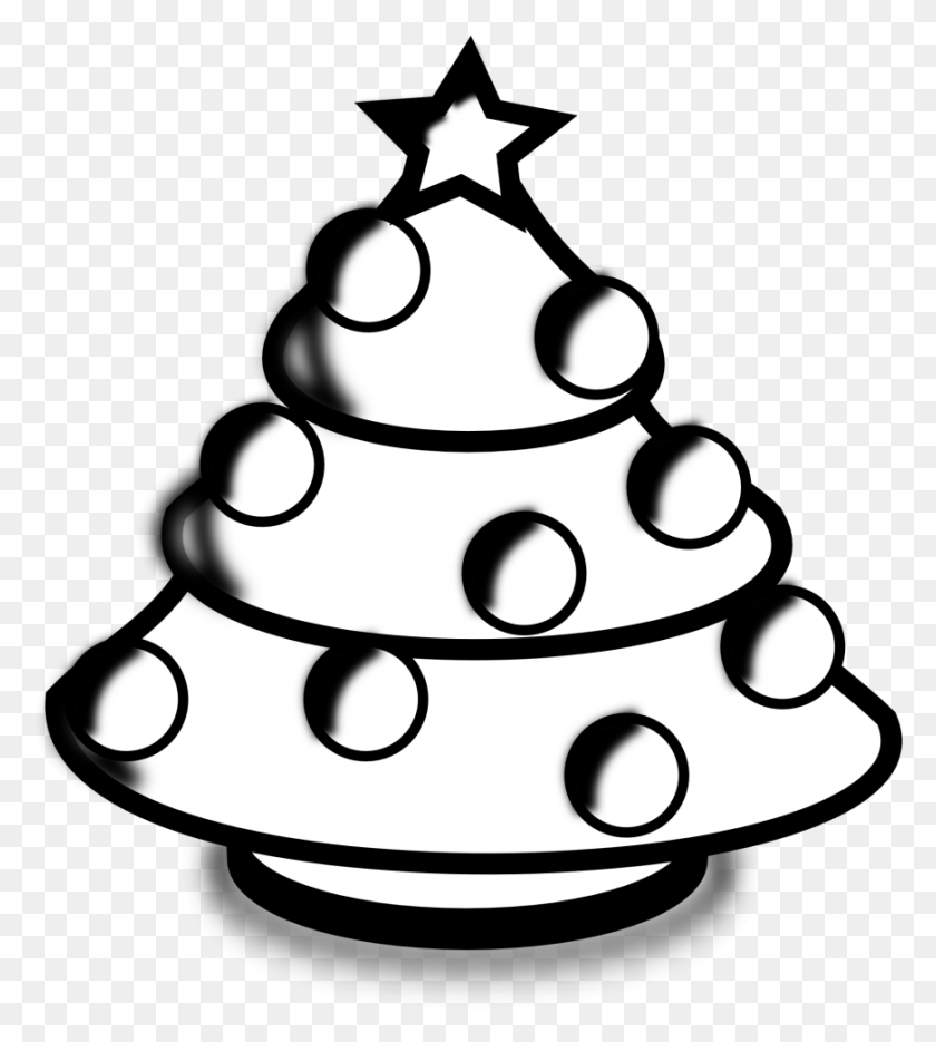 871x978 Baby Nursery Fascinating Christmas Tree Black And Small Christmas Clipart Black And White, Tree, Plant, Ornament HD PNG Download