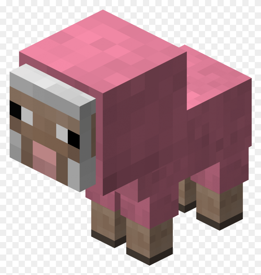 796x843 Baby Pink Sheep Minecraft Голубая Овца, Игрушка, Дерево, Фанера Png Скачать