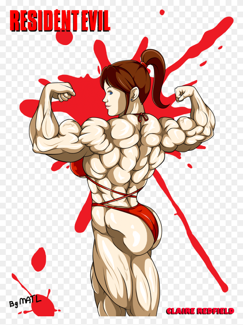 916x1248 Back Double Biceps Claire Redfield Muscle Growth, Hand, Costume HD PNG Download