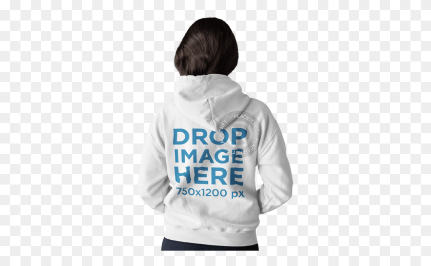 306x459 Back Of A Woman Wearing A Pullover Hoodie Template Hoodie, Clothing, Apparel, Sweatshirt HD PNG Download