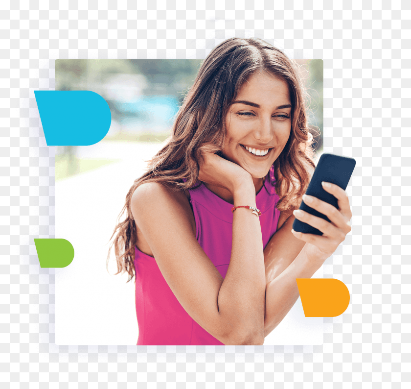 1280x1205 Back To Approach Right Image Happy Girl With Mobile, Face, Person, Human HD PNG Download