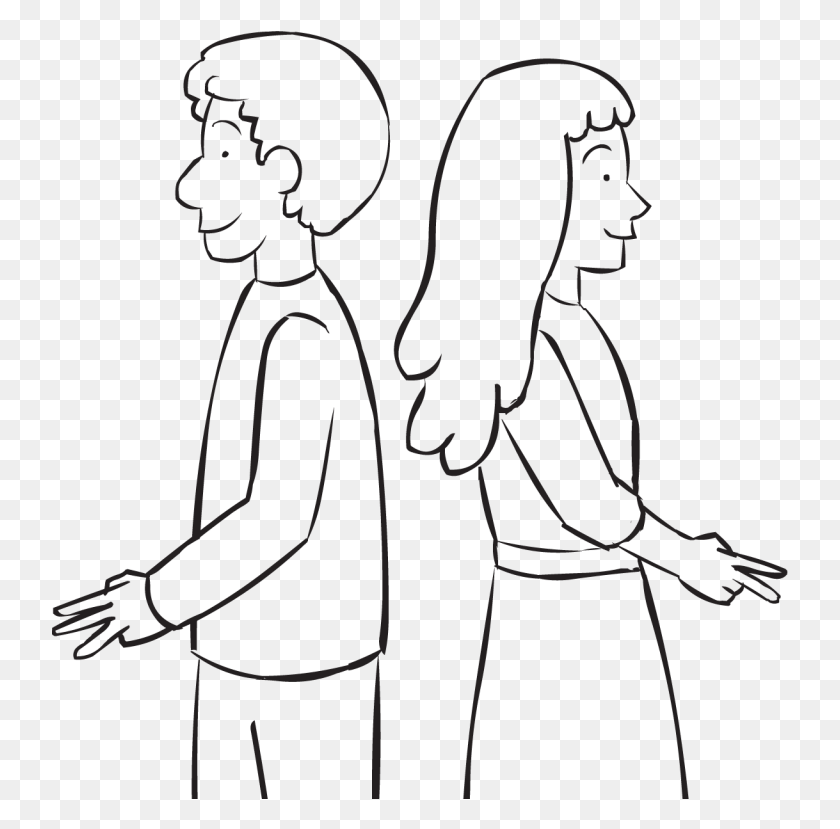 737x769 Back To Back Line Art, Person, Human HD PNG Download