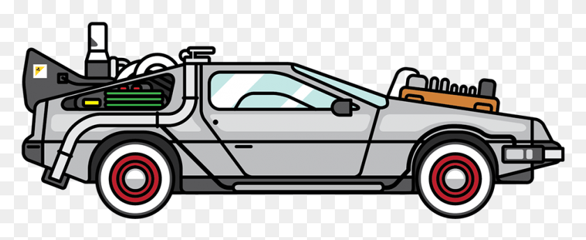 941x343 Back To The Future Delorean Clipart Back To The Future Delorean Cartoon, Car, Vehicle, Transportation HD PNG Download