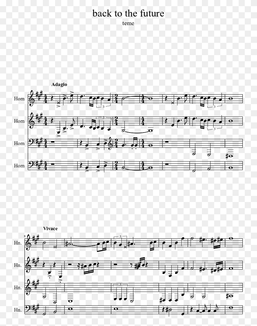 749x1005 Back To The Future Sheet Music 1 Of 7 Pages Hatsune Miku Sheet Music Alto Sax, Gray, World Of Warcraft HD PNG Download