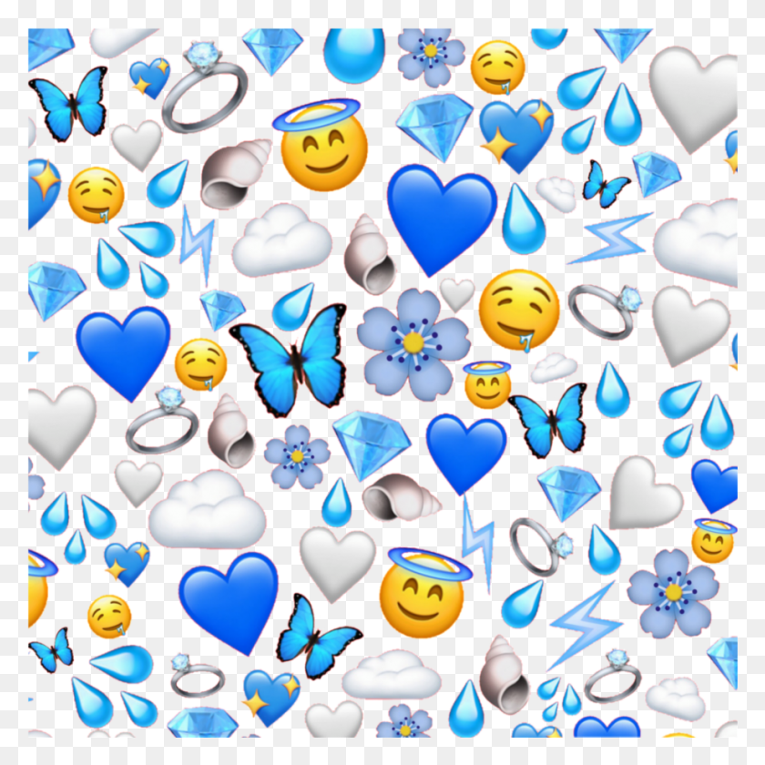 918x918 Background Emojis Emoji Blue White Grey Yellow Emoji With Blue Background, Doodle HD PNG Download