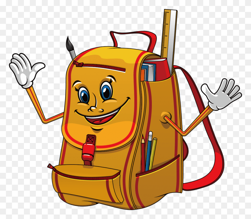 1000x866 Backpack School Ruler Education Mochila Amarilla Animada, Bag, Luggage HD PNG Download
