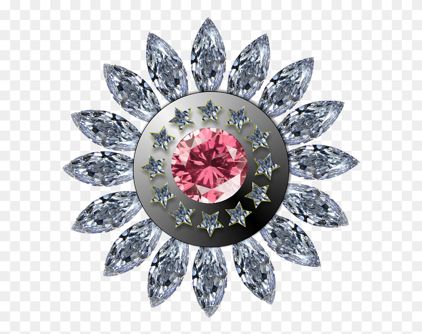 598x605 Badge Diamond Icon Button Design Flower Scrapbook Community Training Institute Logo, Accessories, Accessory, Gemstone HD PNG Download