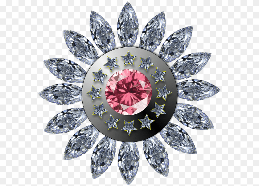 598x605 Badge Diamond Icon Button Design Flower Scrapbook World Dairy Expo 2019, Accessories, Gemstone, Jewelry, Brooch Sticker PNG