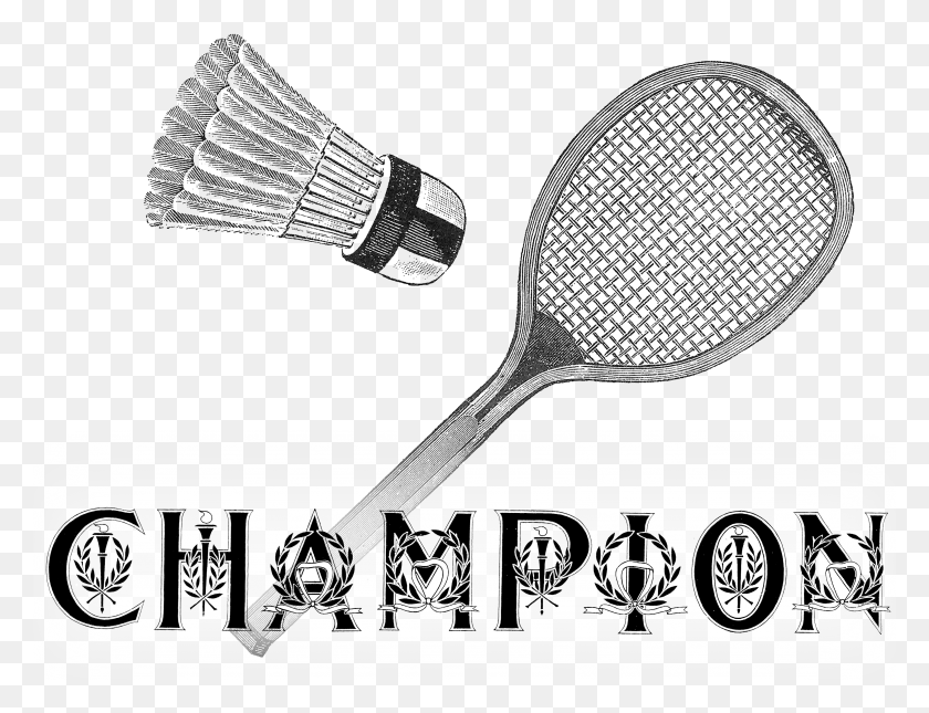 3301x2476 Badminton Championsign Victorian Era Free Vintage Badminton, Racket, Tennis Racket, Tool HD PNG Download