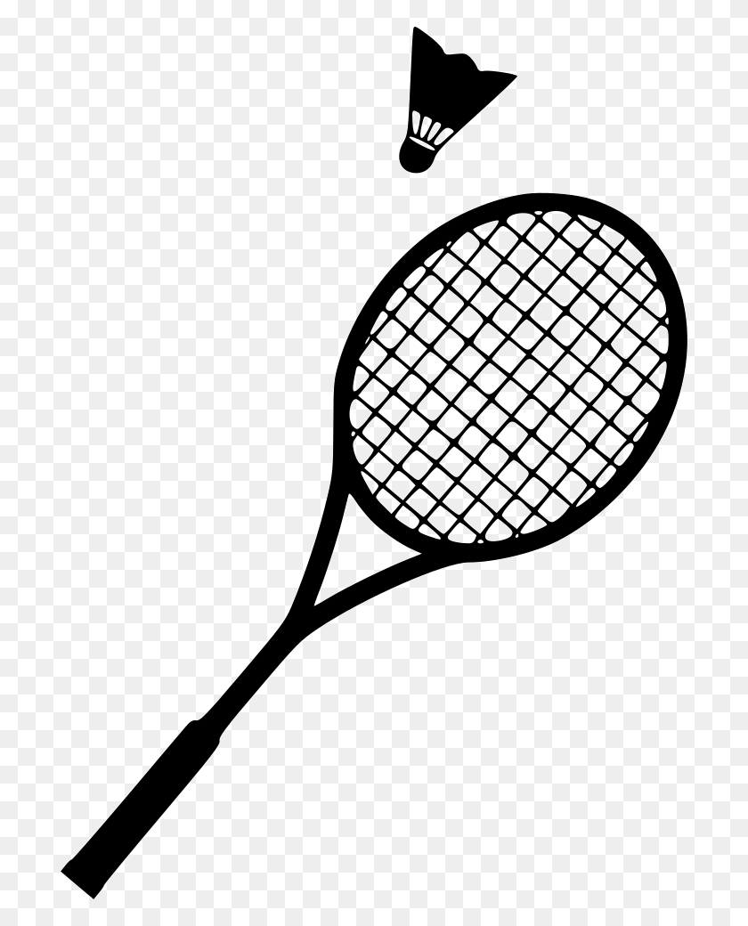 704x980 Badminton Shuttlecock Racket Comments Tennis Racket In Black And White HD PNG Download
