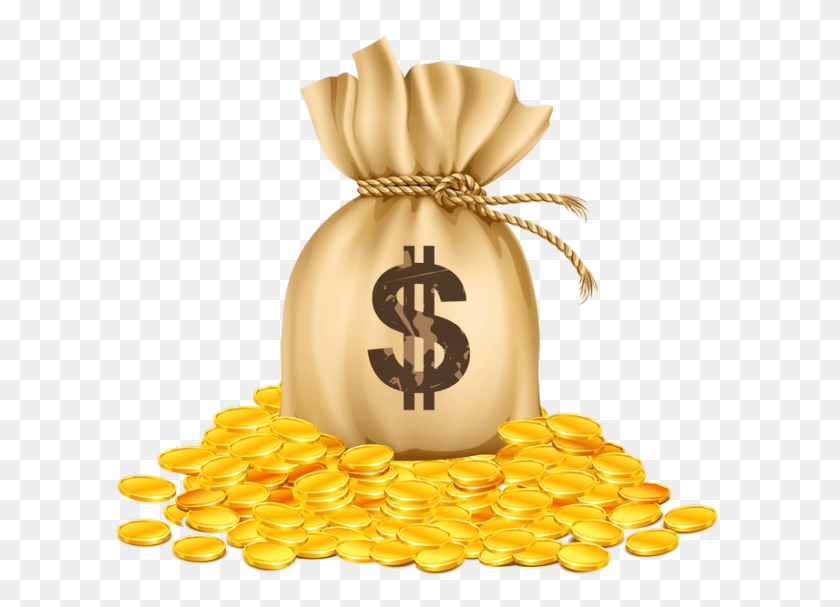 610x547 Bag Of Golden Coins, Sack, Birthday Cake, Cake HD PNG Download