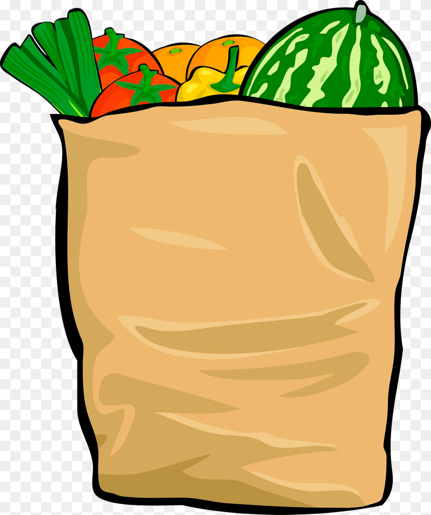 1604x1920 Bag With Fruits And Vegetables Clipart, Plastic, Sack Transparent PNG