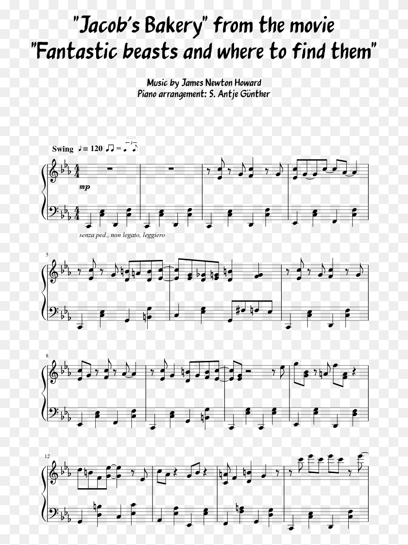 711x1062 Bakery From The Movie Fantastic Beasts And Fantastic Beasts Jacob39s Bakery Piano Sheet Music, Legend Of Zelda, Gray, Text HD PNG Download