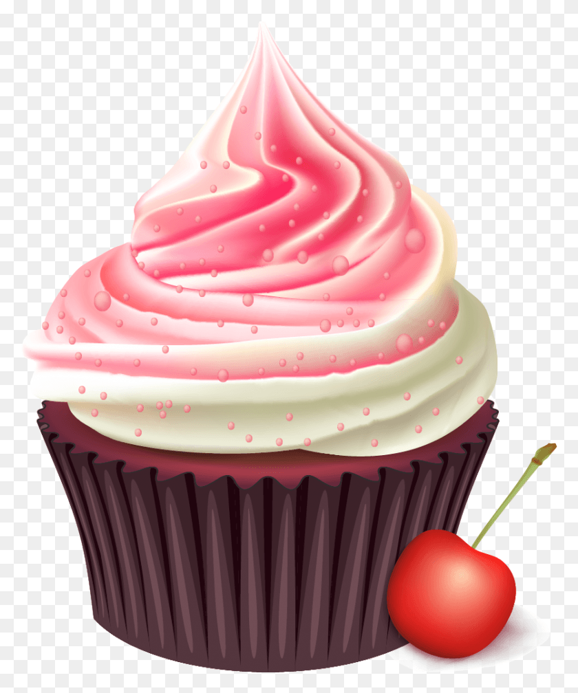 834x1014 Bakery Muffin Birthday Cake Cream Cherry Transprent Cupcakes, Cupcake, Cake, Dessert HD PNG Download