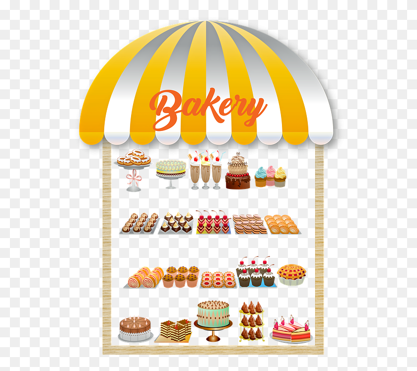 548x688 Bakery Window Awning Bakery Shop Storefront, Food, Sweets, Confectionery HD PNG Download
