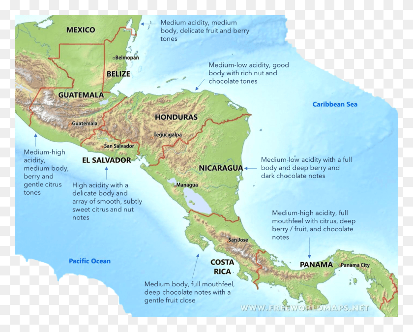 1425x1125 Mapa Físico De Centroamérica Png