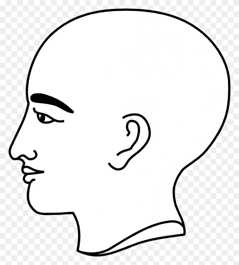 958x1073 Bald Clipart Bold Man Person39s Profile, Light, Stencil HD PNG Download