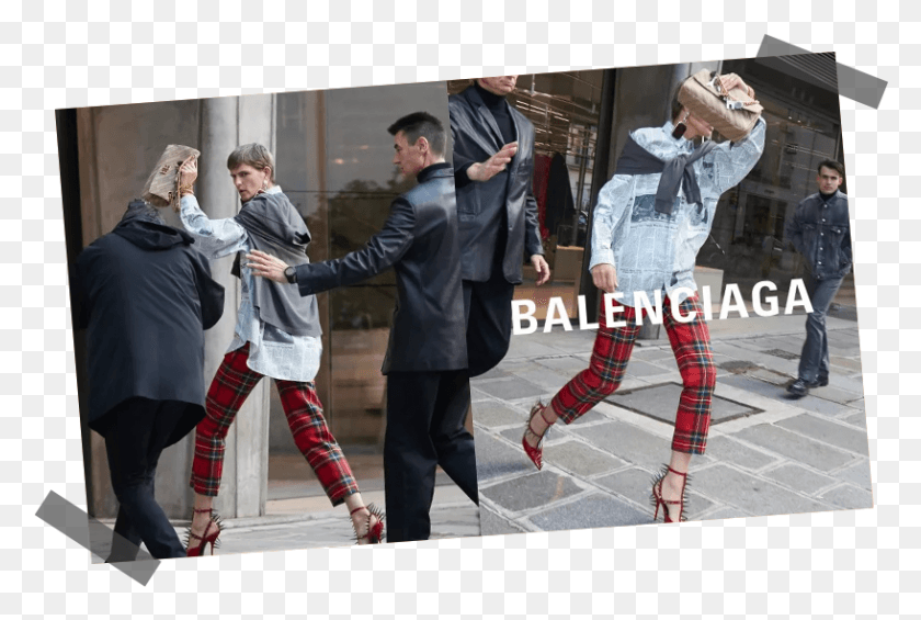 817x529 Descargar Png Balenciaga Goes Paparazzi Para Su Campaña Ss 2018, Ropa, Persona, Zapato Hd Png